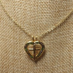 Beautiful~Golden Rhinestone Cross Necklace